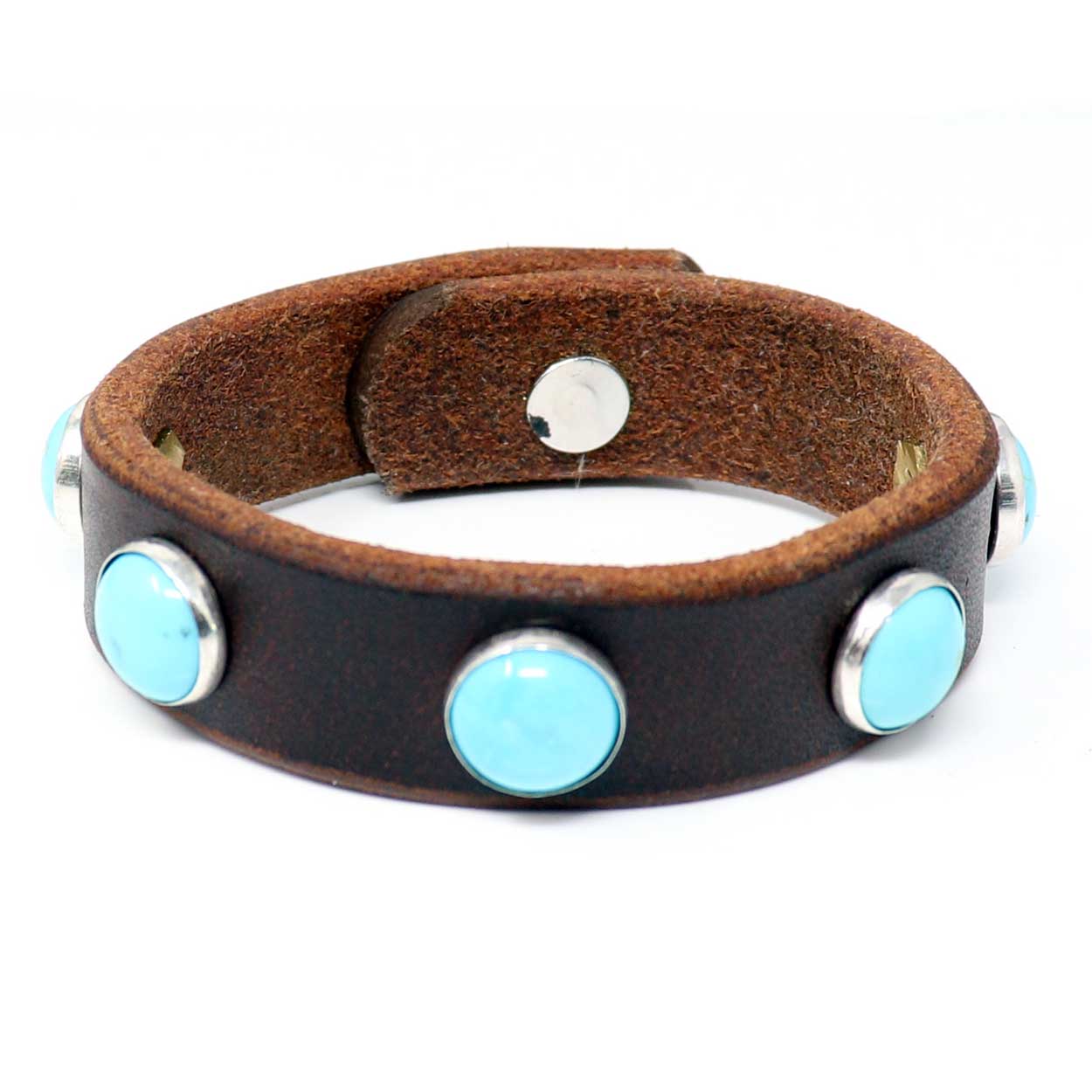 Kingman Turquoise Leather Bracelet by Laura Ingalls
