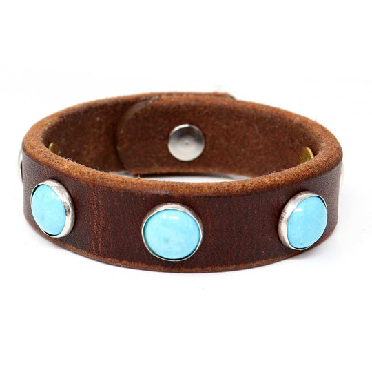Turquoise & Silver Concho Leather Cuff
