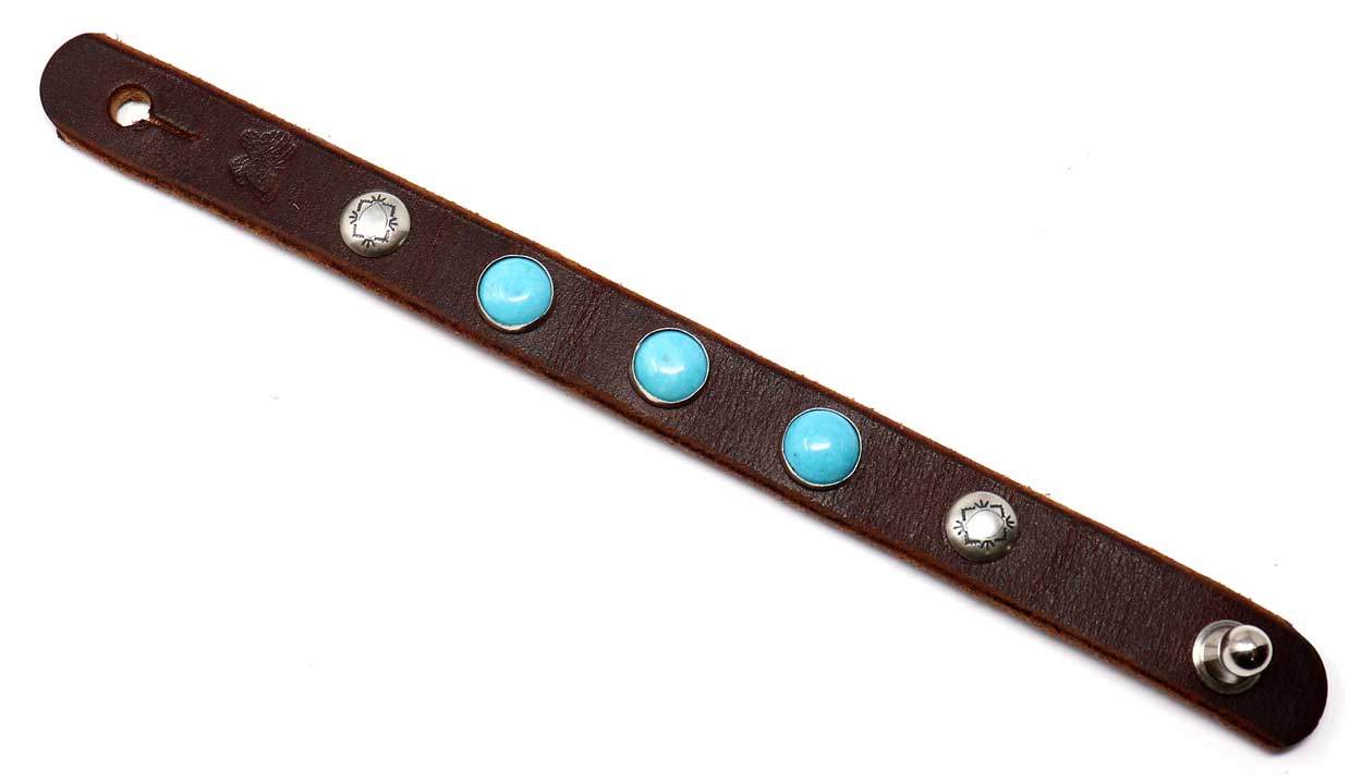 Turquoise & Silver Concho Leather Cuff