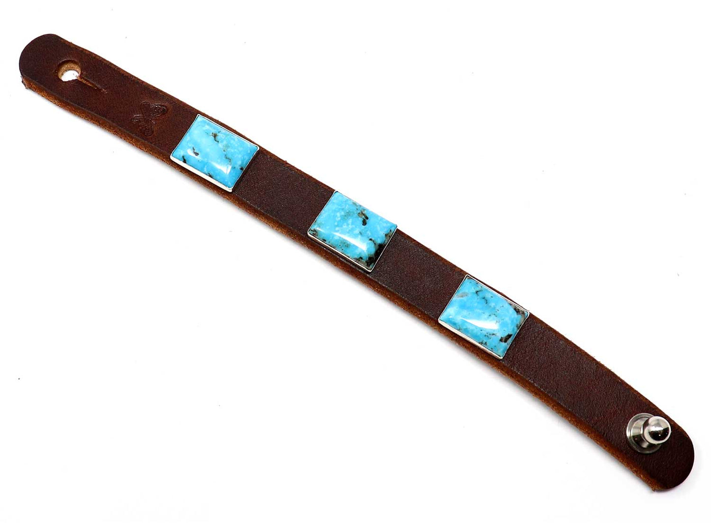 Load image into Gallery viewer, Rectangular Turquoise Cab Leather Cuff
