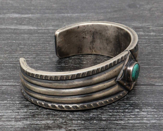 Load image into Gallery viewer, Handforged Ingot Silver Royston Turquoise Bracelet
