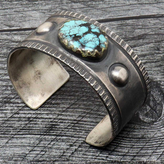 SIngle Stone Wide Band Silver Bracelet by Mike French