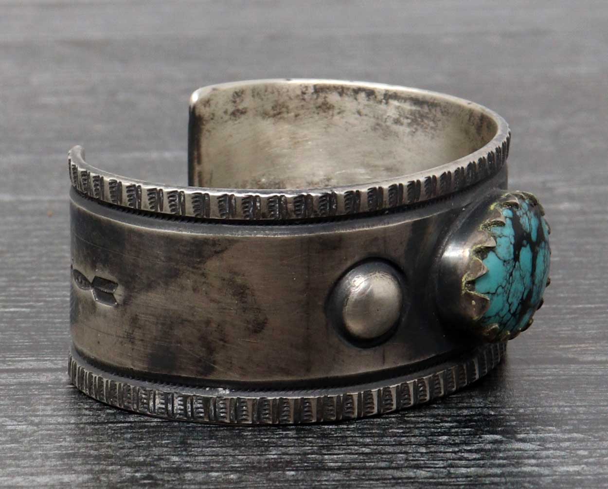 SIngle Stone Wide Band Silver Bracelet by Mike French