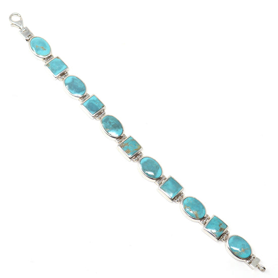 Load image into Gallery viewer, Turquoise and Silver Link Bracelet
