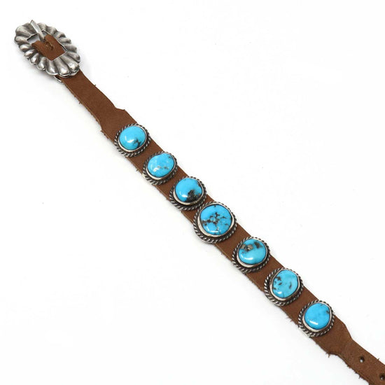 Load image into Gallery viewer, Leather &amp;amp; Turquoise Bracelet by Etcitty
