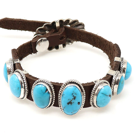 Turquoise & Leather Bracelet by Martinez