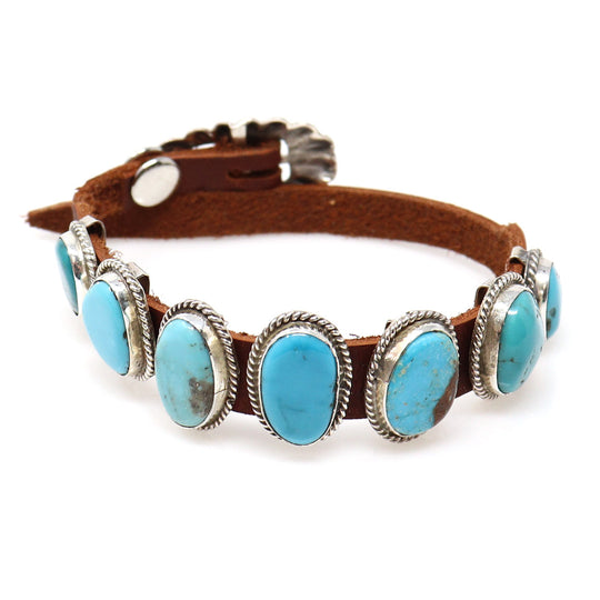 Turquoise & Leather Bracelet by Martinez