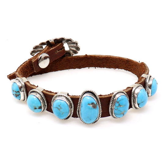 Turquoise & Leather Bracelet by Martinez