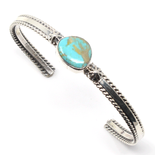 Single Stone Turquoise & Silver Bracelet by Benally