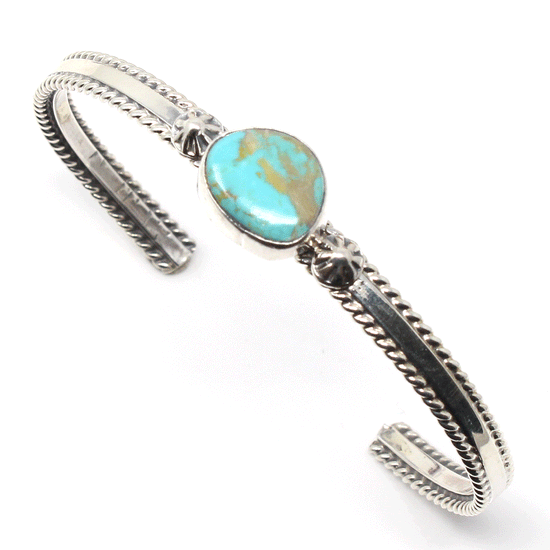 Load image into Gallery viewer, Single Stone Turquoise &amp;amp; Silver Bracelet by Benally
