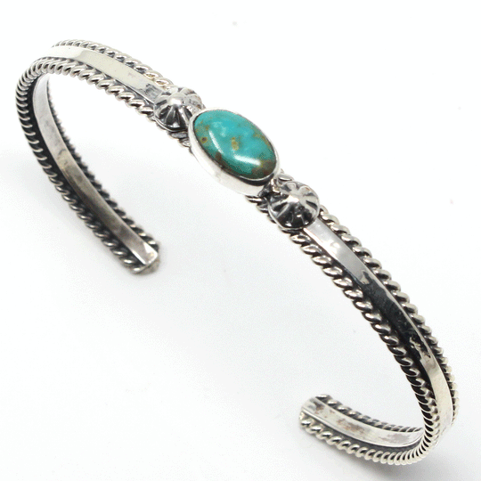 Single Stone Turquoise & Silver Cuff