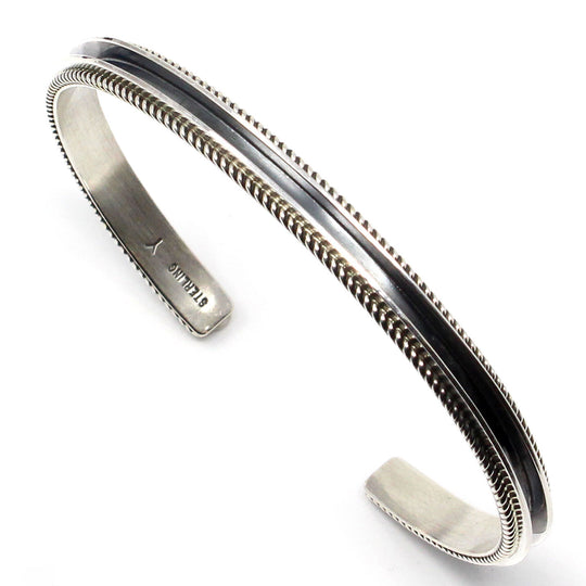 Sterling Silver Single Row Contrast Cuff by Darrel Yazzie