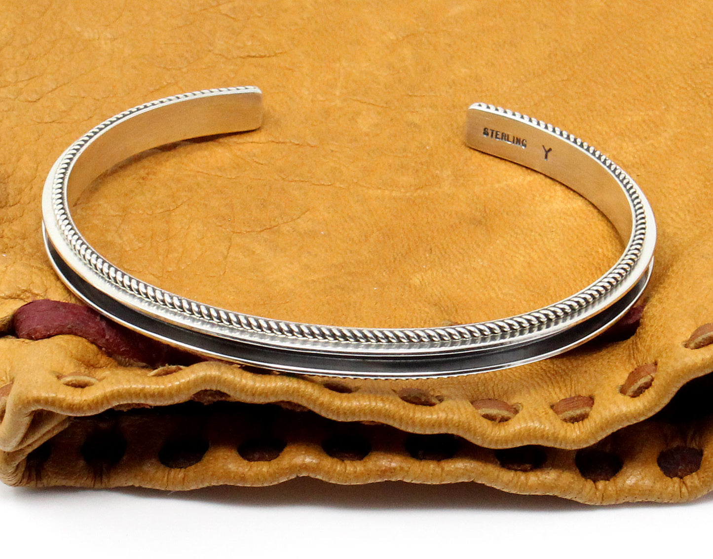 Sterling Silver Single Row Contrast Cuff by Darrel Yazzie