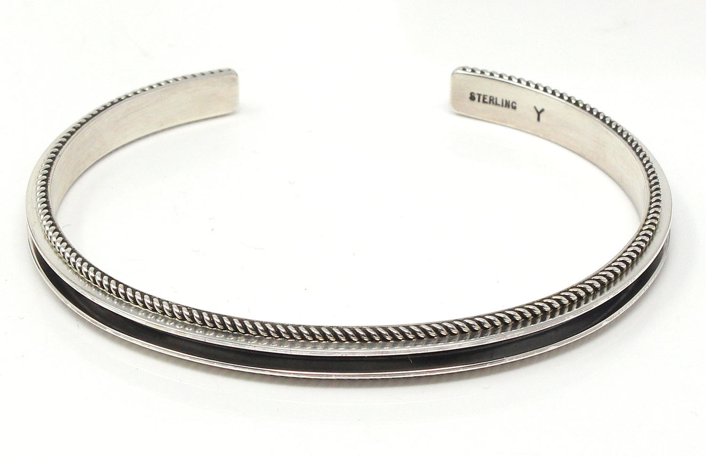 Sterling Silver Single Row Contrast Cuff by Darrel Yazzie