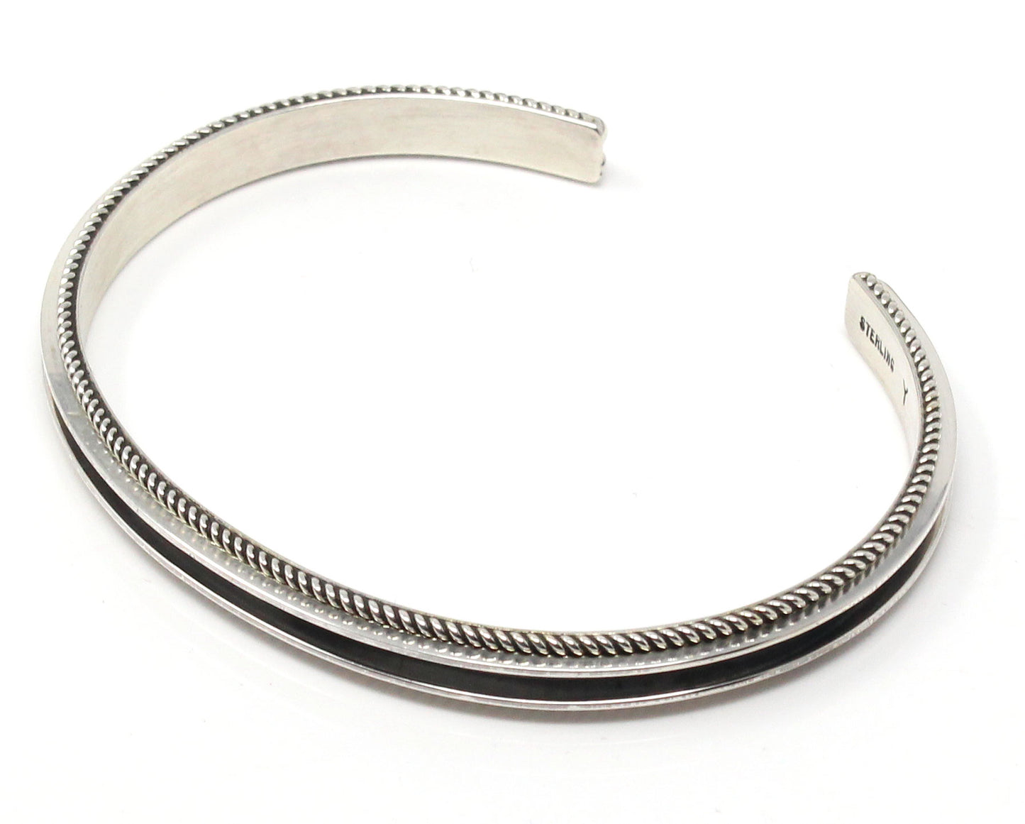 Sterling Silver Single Row Contrast Cuff by Darrel Yazzie