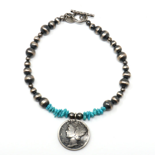 Silver Beads & Turquoise Bracelet by Belone