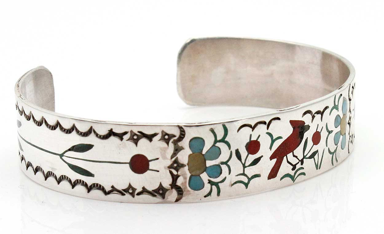 Load image into Gallery viewer, Intricately Inlaid Zuni Cardinal Bracelet By Guardian
