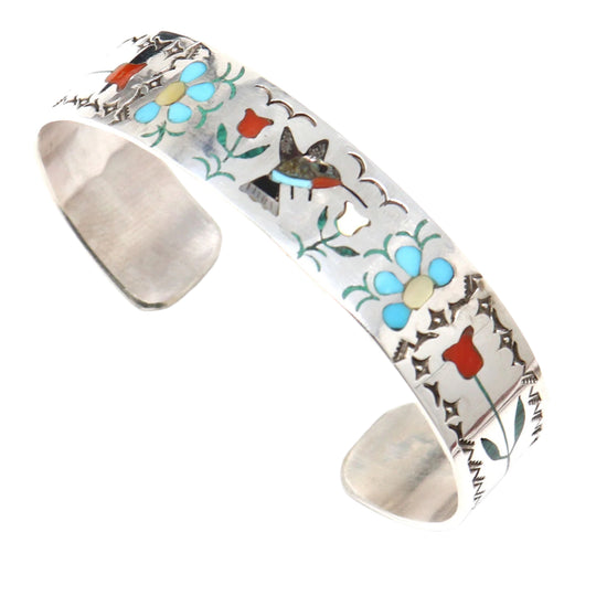 Intricately Inlaid Zuni Humming Bird  Bracelet By Guardian