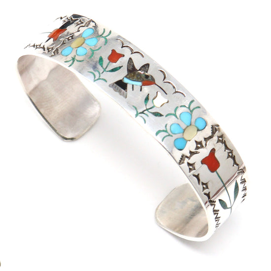 Load image into Gallery viewer, Intricately Inlaid Zuni Humming Bird  Bracelet By Guardian
