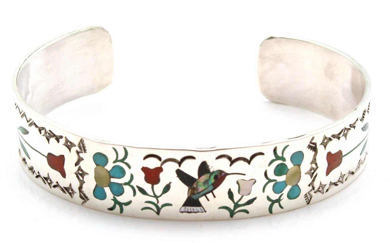 Load image into Gallery viewer, Intricately Inlaid Zuni Humming Bird  Bracelet By Guardian
