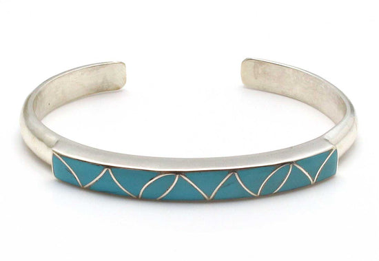 Zuni Silver & Turquoise Inlay Bracelets by the Kallestewas