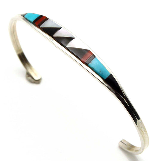 Zuni Multi Color Silver Inlay Bracelet by Weebothee