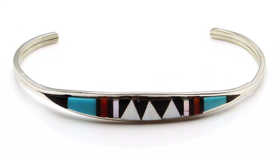 Zuni Multi Color Silver Inlay Bracelet by Weebothee