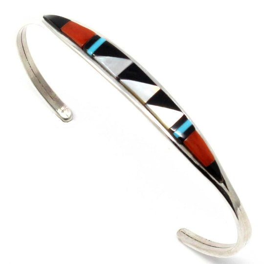 Zuni Multi Color Silver Inlay Bracelet by Weebothee