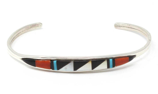 Zuni Multi Color Silver Inlay Bracelet by Weebothee