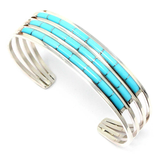Zuni Triple Row Turquoise Bracelet By A & L Wallace