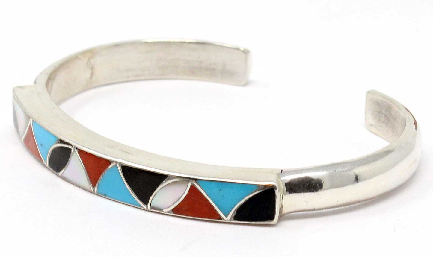 Load image into Gallery viewer, Zuni Multi Color Inlay &amp;amp; Silver Bracelet by Kallestewa
