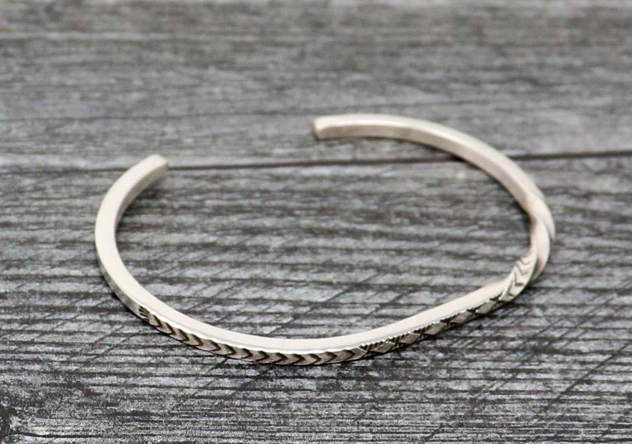Petite Stamped Silver Bracelet by Morgan