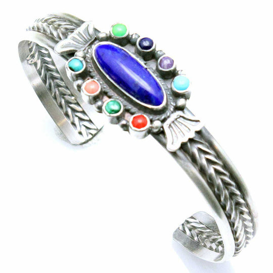 Lapis & Multi-Stone Bracelet - Antique Finish