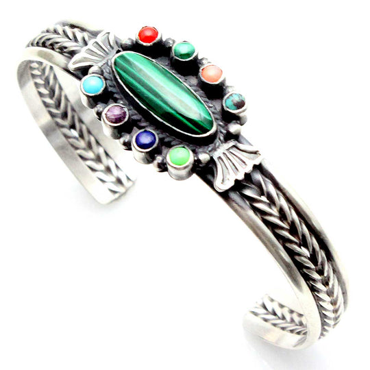 Malachite & Multi-Stone Bracelet - Antique Finish