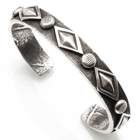 Navajo Applique Silver Cast Bracelet