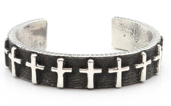 Load image into Gallery viewer, Silver Cross Cast Bracelet by Ernest Rangel

