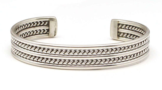 Load image into Gallery viewer, Navajo Sterling Silver Bracelet by E. Tahe
