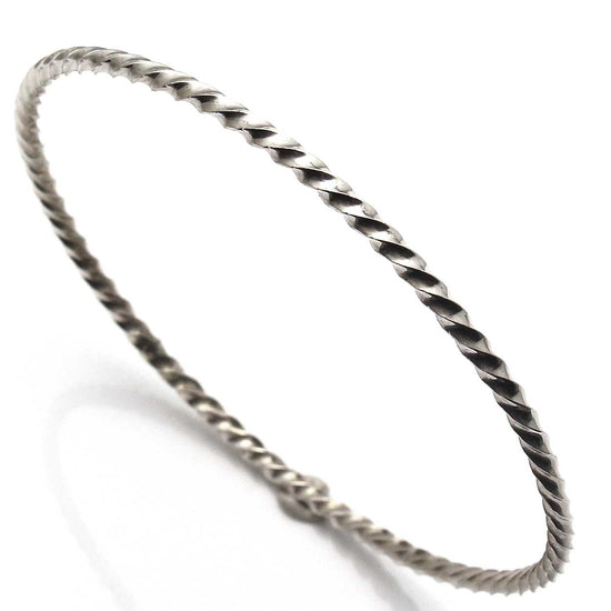 Sterling Silver Twist Wire Bangle By Tahe