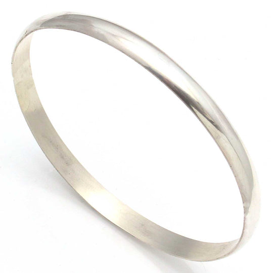 Handcrafted Domed Sterling Silver Bangle Bracelet.