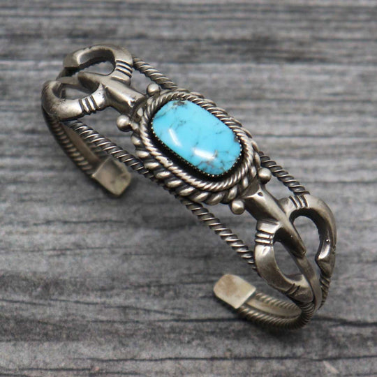 Single Stone Turquoise & Silver Bracelet