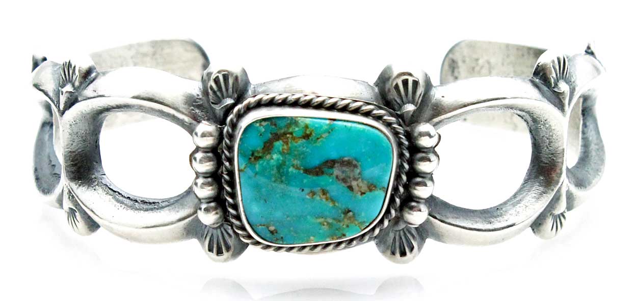 Cast Bracelet with Turquoise by Harrison Bitsui