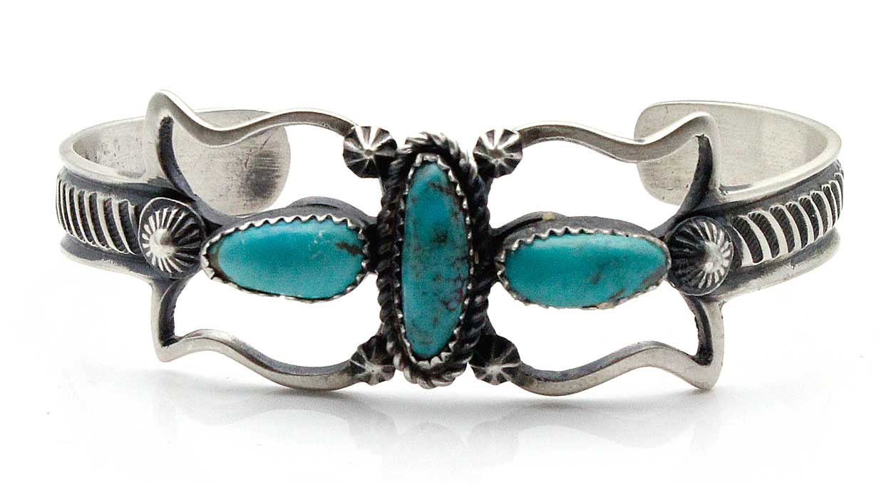 Load image into Gallery viewer, 3 Stone Turquoise Bracelet by Billah
