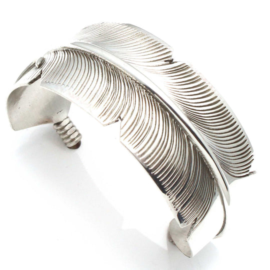 Navajo Silver Feather Bracelet by Chris Charley