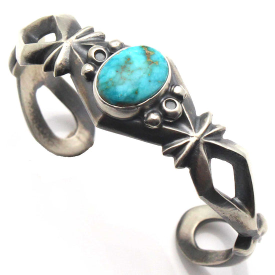 Silver Cast Bracelet -Natural Turquoise