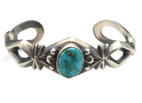 Load image into Gallery viewer, Silver Cast Bracelet -Natural Turquoise
