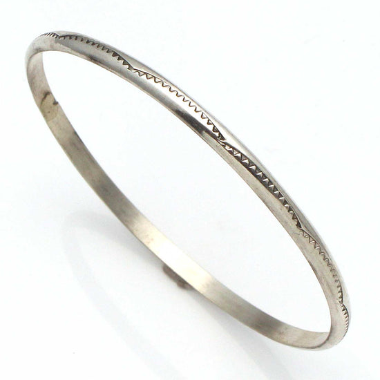 Hand Stamped Silver Bangle by Tahe