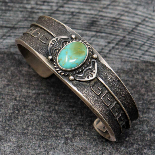 Tufa Cast Bracelet With Royston Turquoise Setting