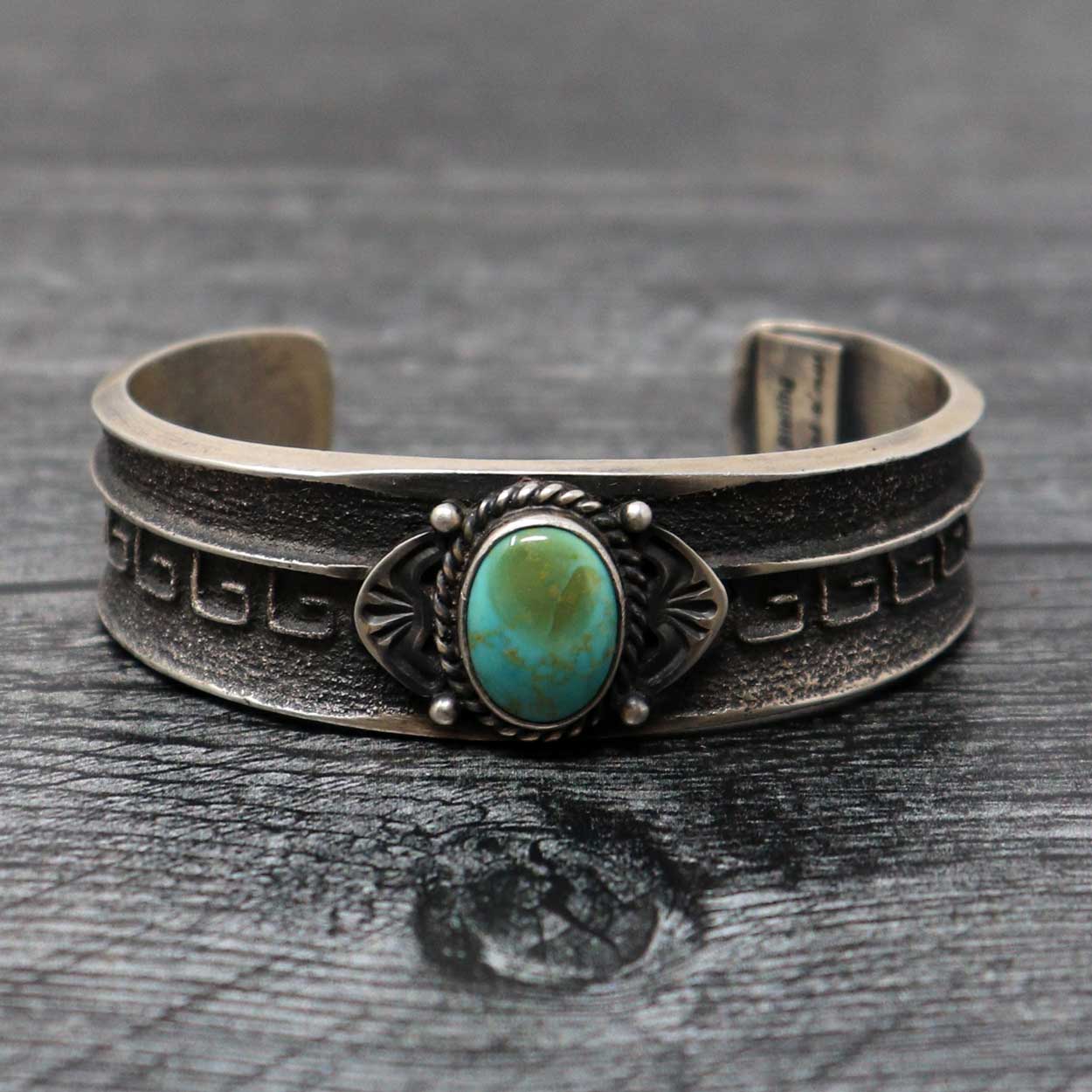 Load image into Gallery viewer, Tufa Cast Bracelet With Royston Turquoise Setting
