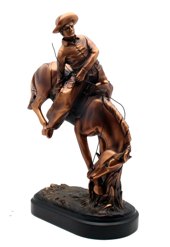 Patinated Copper Bronze Look Bronc Buster Statue