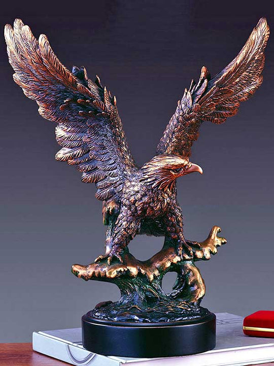 16" Bronze Eagle Landing On Waves